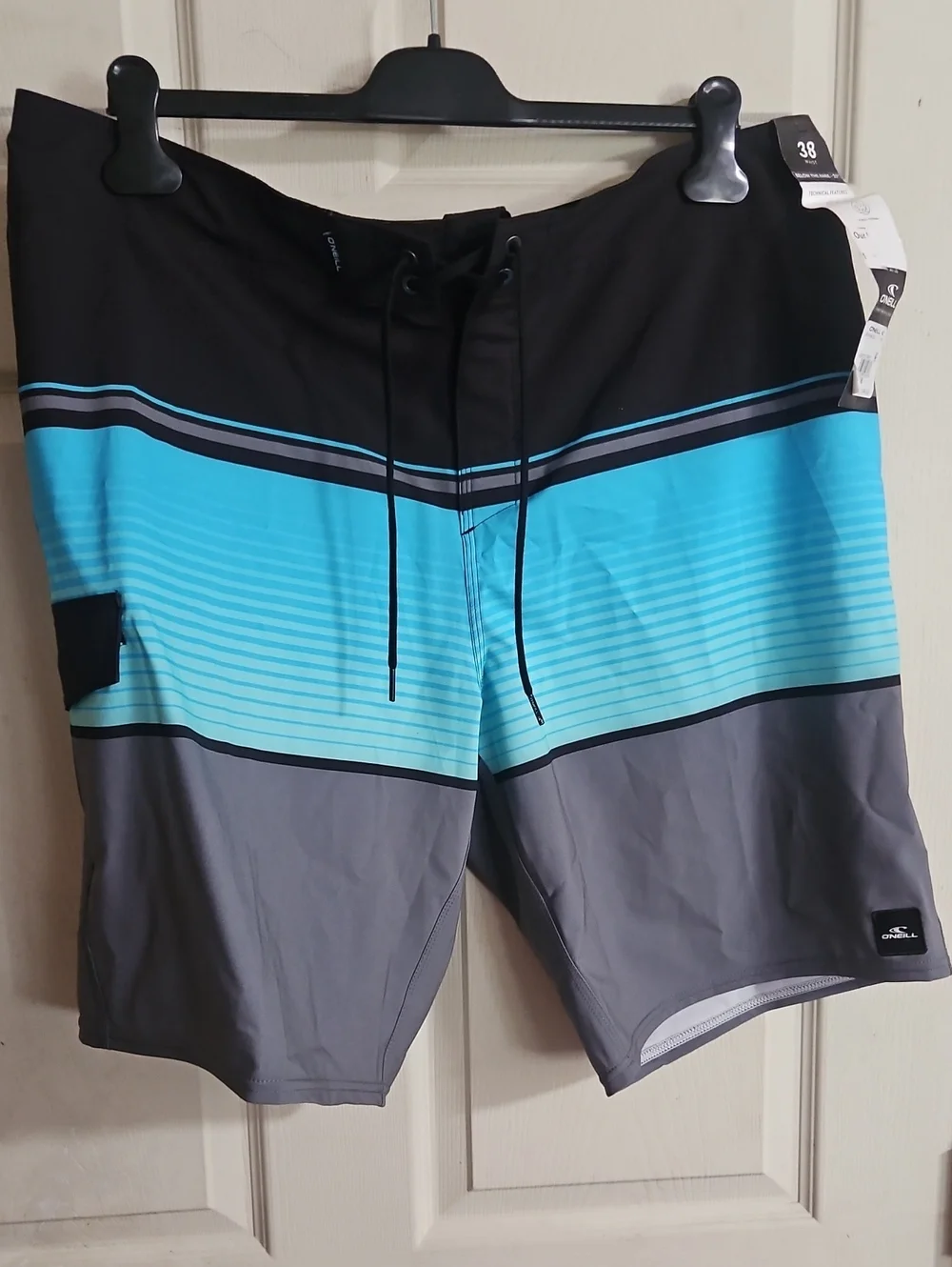 O'Neill Men's Lennox Stripe Quick-Drying 21 in. Boardshort: BLUE/GRAY NWT: SZ 38